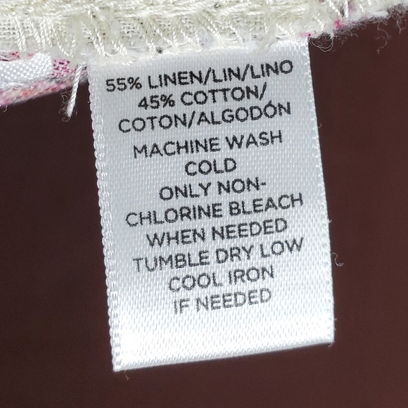 Loft Burgundy Paisley Floral Print Linen Blend Dressy Shorts Size 8 - Picture 5 of 5